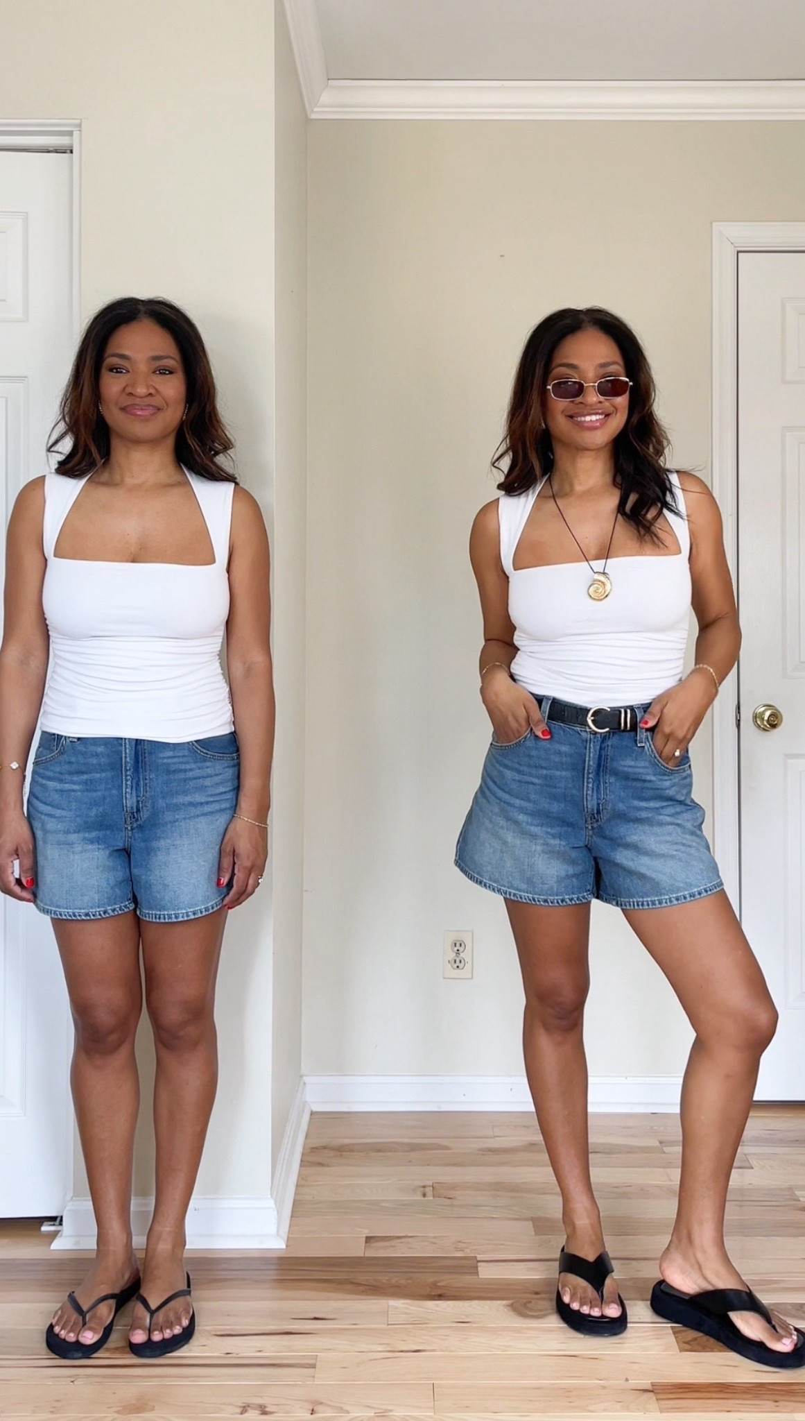 My top is a size small. It is lined but a slim body fit so size up if you want it looser. My shorts are Levi’s and they’re so good! Im wearing a size 28 regular. They are adjustable on the sides. 

#LTKgrwm #LTKOver40 #LTKootd