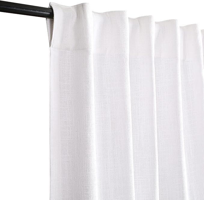 White Cotton Curtains Set of 2, Textured Slub Curtain 50x96 inch,Cotton Curtains,tab top Curtains... | Amazon (US)