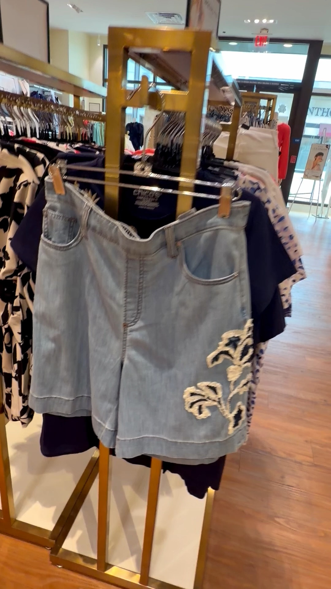 Embellished lightweight jeans shorts with elastic back for a better fit. 
I love the ribbon embellishment at the leg. On sale 
I wear a size 0 in Chico’s unique sizing. 5’7”” tall 132 lbs

#LTKOver40 #LTKgrwm #LTKActive