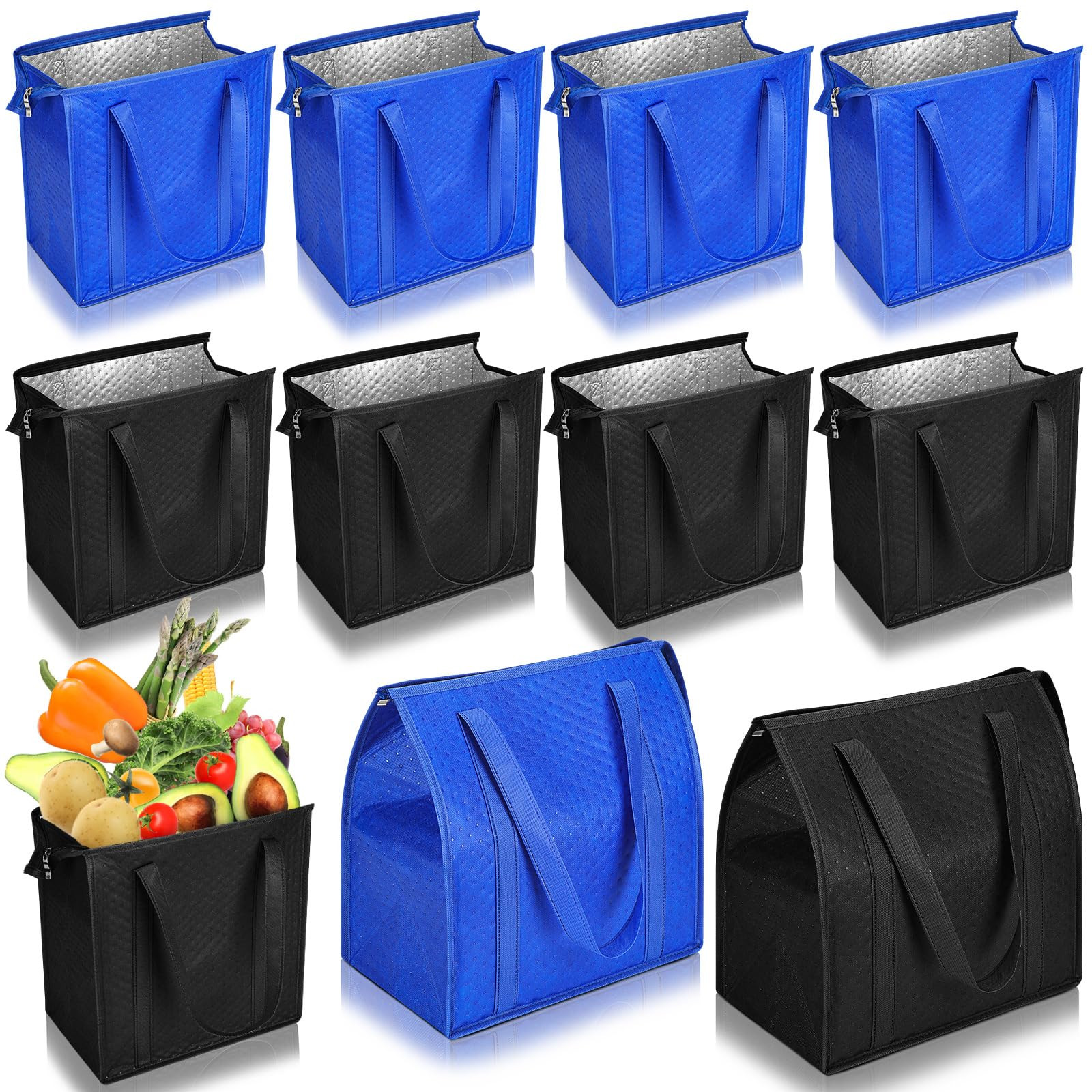 10 Pcs Large Insulated Shopping Bags For Groceries 13 x 12 x 7 inches Reusable Cooler Bags Therma... | Amazon (US)