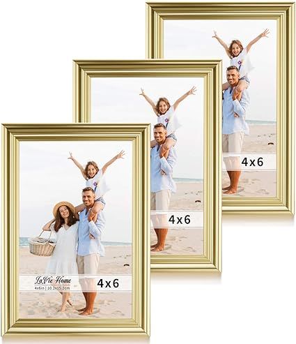 LaVie Home 4x6 Picture Frames(3 Pack, Gold) Single Photo Frame with High Definition Glass for Wal... | Amazon (US)