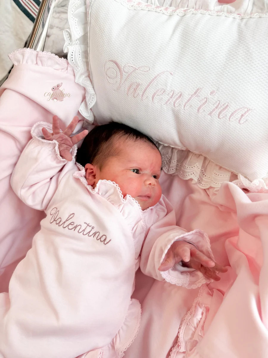 Baby Pink Ruffle Personalized Coming Home Set | Caprilina