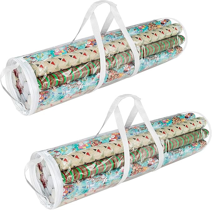 Elf Stor 83-DT5054 Gift Wrap Storage Bags Holds 40-Inch Rolls of Paper-2 Pack, Clear,X-Large | Amazon (US)