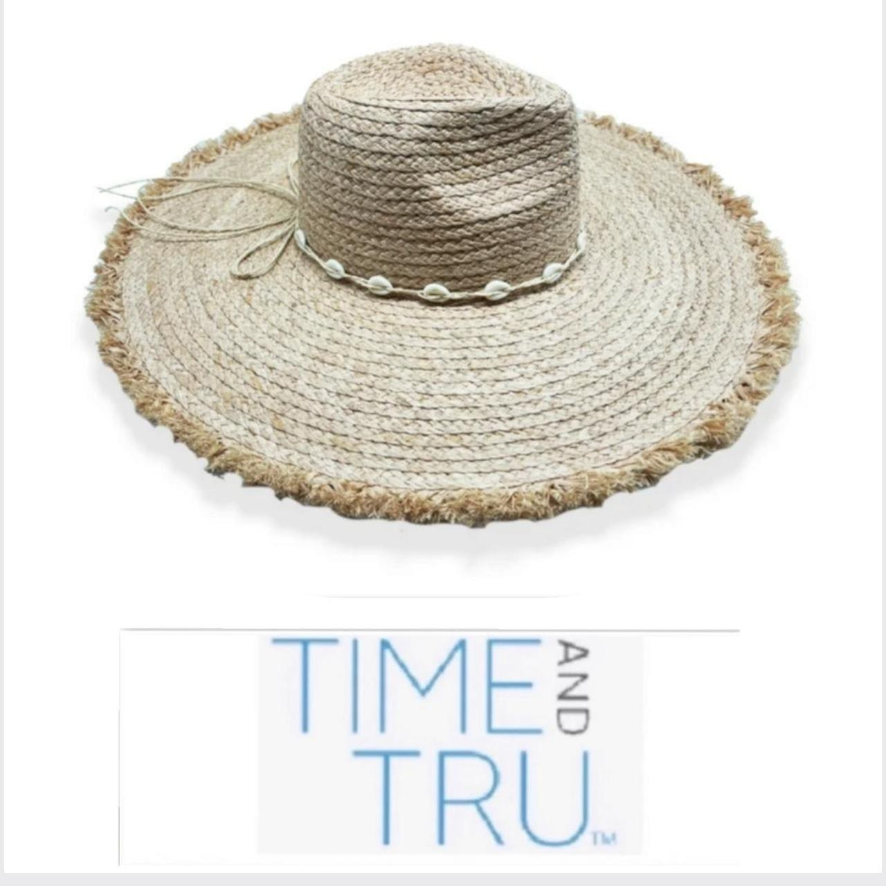 Time and Tru Women's Straw hats - Cream/Tan | Depop US