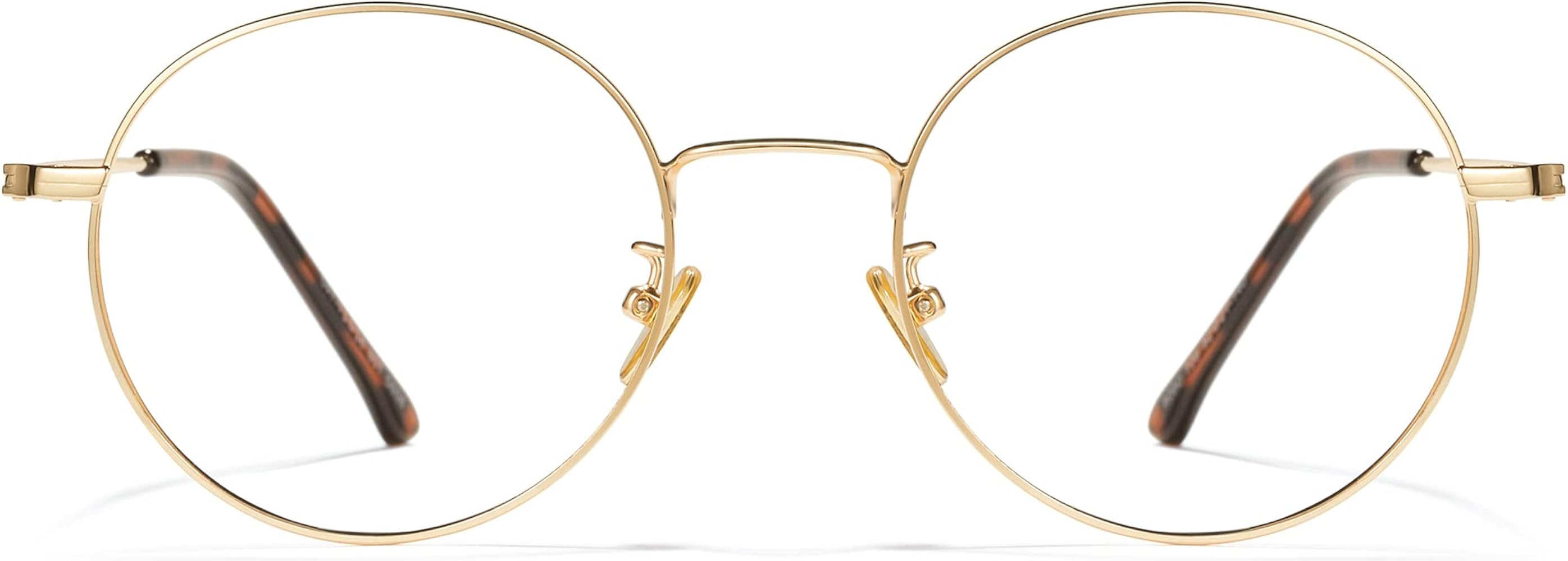 Cyxus Round Blue Light Blocking Glasses Men Woman Wire Frame Ultralight Comfortable Office Comput... | Amazon (US)