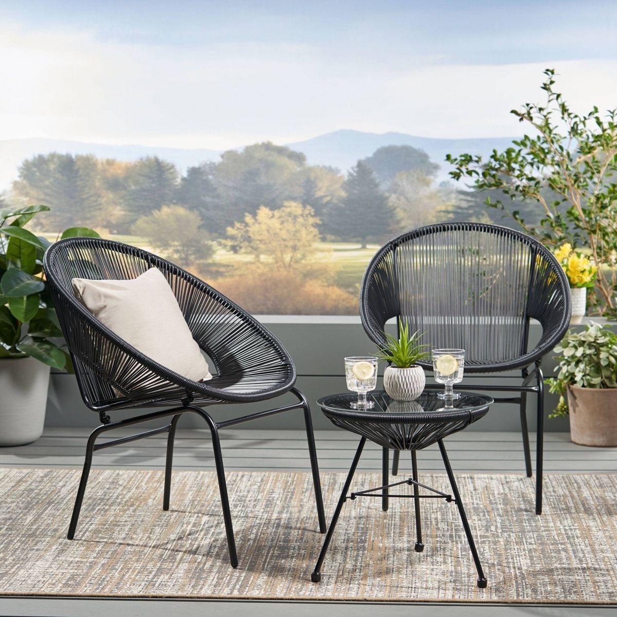 Nusa 3pc Faux Rattan Chat Set - Christopher Knight Home | Target