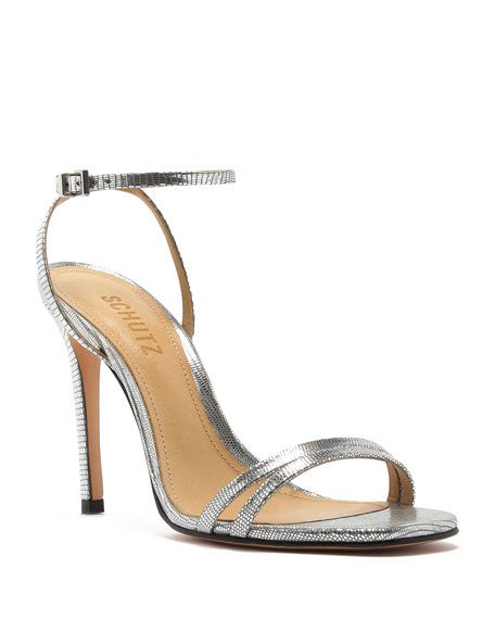 Schutz Altina Strappy Metallic Leather Sandals | Neiman Marcus