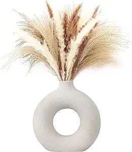 White Ceramic Vase for Modern Home Decor, Minimalistic Nordic Boho Matte Vase for Decorating Farm... | Amazon (US)