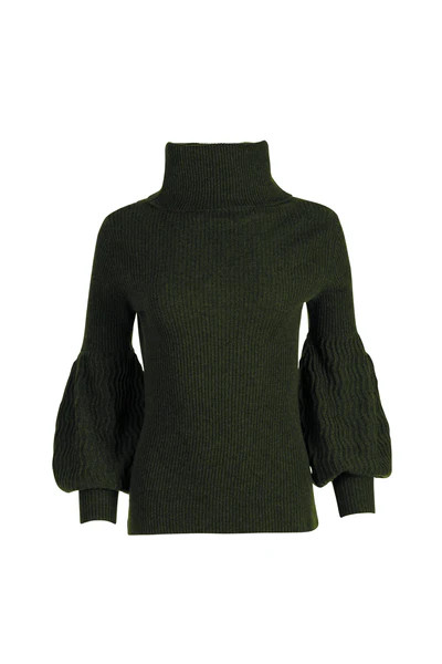 Bulb Sleeve Turtleneck - Olive | Charlotte Brody