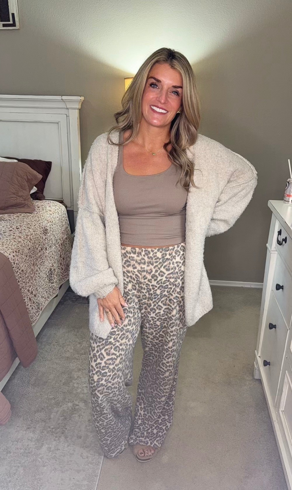 Neutral layers, soft textures, and comfy vibes only.
This is my go-to look for gloomy weather-cute enough to wear out, cozy enough to stay in.
Obsessed with how leopard pants elevate the whole cozy outfit it
Would you wear this on a rainy day? Comment o if yes! #cozyathome #cozyvibes #rainydayvibes
#OOTD #ootdinspo

#LTKootd
