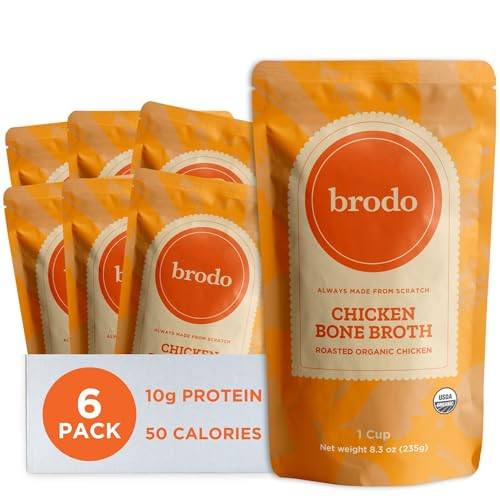 Brodo Organic Chicken Broth | Nutrient Dense, Chef Crafted Bone Broth in Single Serving Pouches | Not Made From Concentrate, No Preservatives (6x 8.3 oz Pouches) | Amazon (US)