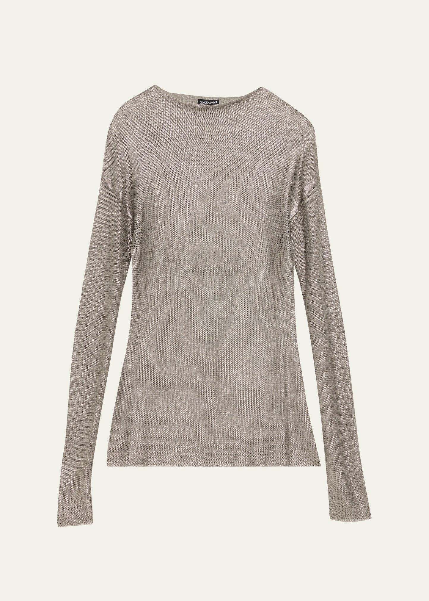 Giorgio Armani Laminated Mesh Long-Sleeve Top | Bergdorf Goodman