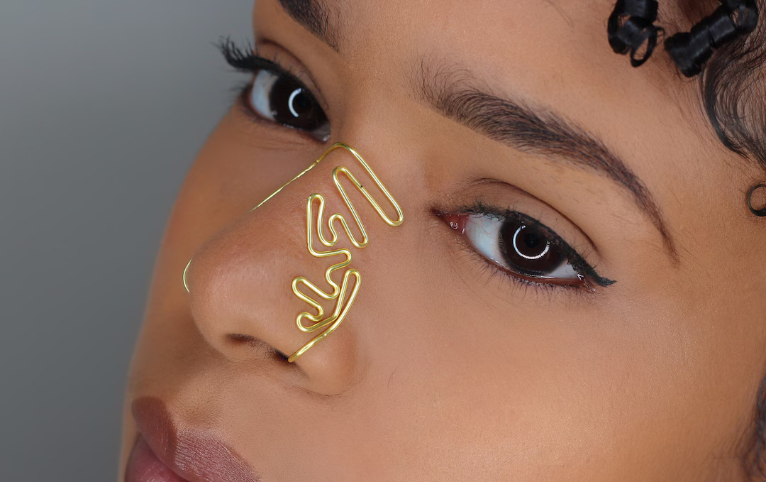 GODDESS CLIP - SERENITY | Faux Nose Ring - Nose Jewelry, Gift for Her, Full Nose Cuff, Double Nos... | Etsy (US)