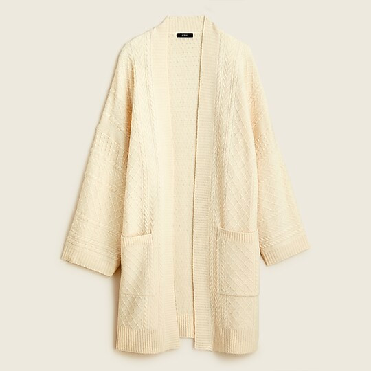 Cable-knit long open cardigan sweater | J. Crew US