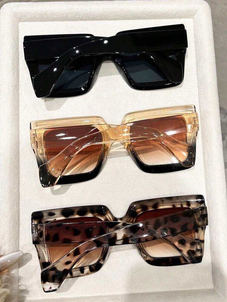3pcs Plastic Geometric Oversized Full Frame Leopard Classic Vintage Never Outdated Women Glasses ... | SHEIN