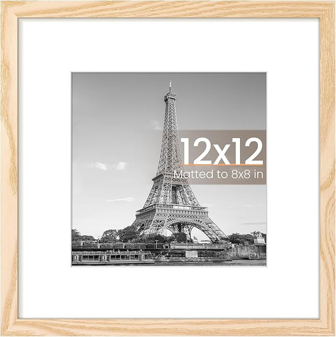 upsimples 12x12 Picture Frame, Display Pictures 8x8 with Mat or 12 x 12 Without, Wall Hanging Squ... | Amazon (US)