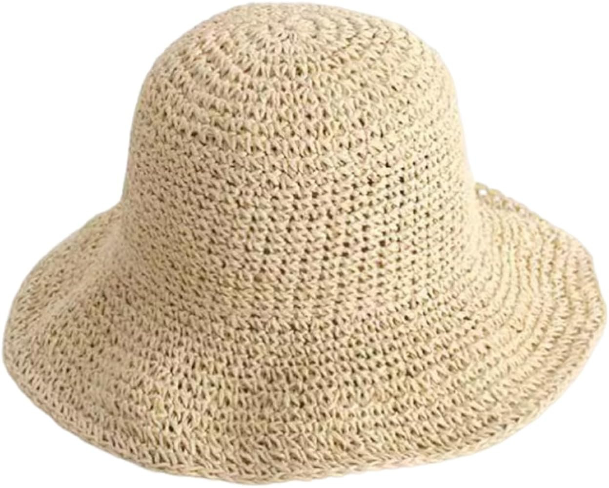 KORADI Womens Sun Hats Straw Hat Summer Beach Hats Foldable Floppy Cap Wide Brim Bucket Hat | Amazon (US)