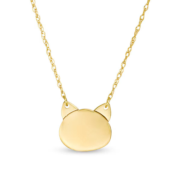 Mini Cat Head Silhouette Necklace in 14K Gold|Zales | Zales