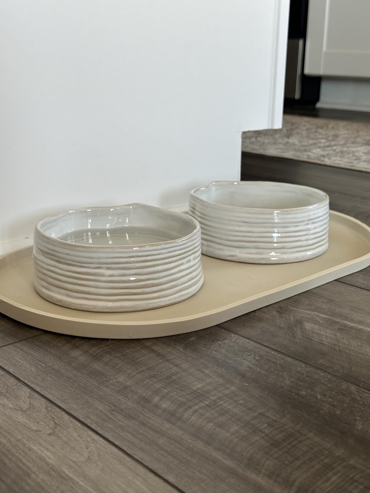 Fringe Studio Stoneware Pet Bowl, Small, Ribbed White (500006) | Amazon (US)