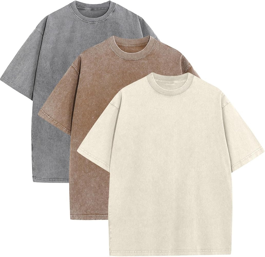 Men's Oversized Cotton T-Shirts Loose Fit Vintage Washed Tee Unisex Short Sleeve Casual Shirts To... | Amazon (US)