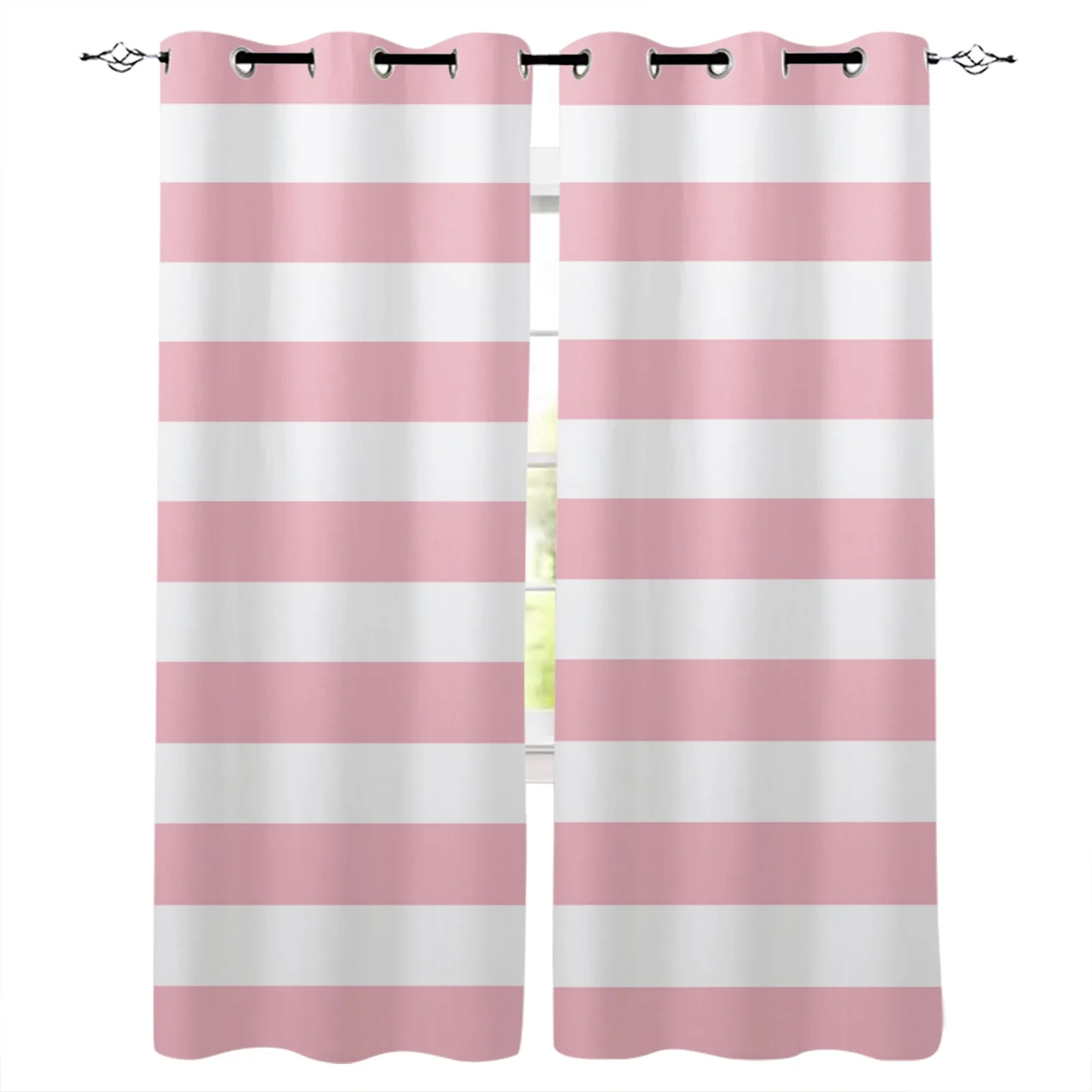 Pink Stripe, Blackout Curtains 84 Inches Long, Thermal Insualted Grommet Curtains & Drapes, Abstr... | Walmart (US)