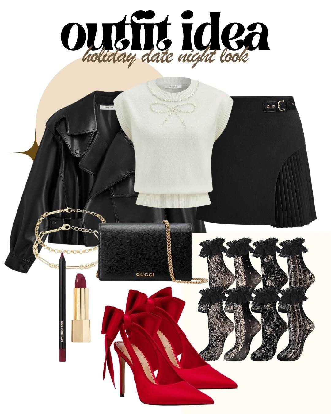 ✨🎄 Holiday date night ready! 🎄✨

This outfit is giving elegant, feminine, and a little bit flirty — the perfect combo for a cozy December night out. From the pearl-detail sweater to the pleated mini skirt and those STUNNING red bow heels… this whole look is a holiday yes. Pair it with lace socks for that extra girly touch and a classic black crossbody to finish the vibe.

Tap to shop the full look and recreate this dreamy festive outfit! ❤️🎀

#HolidayOutfit #DateNightOutfit #HolidayStyle #LTKHoliday #LTKOutfits #WinterFashion #RedHeels #BowHeels #PleatedSkirt #PearlDetails #GirlyStyle #ChicOutfits #LTKFinds #OutfitInspo #HolidayDateNight #WinterStyle #FashionEdit #LTKTrendAlert

#LTKHoliday #LTKootd #LTKFindsUnder50