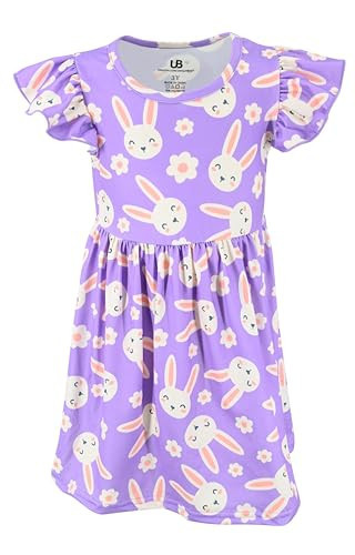 Unique Baby Girls Short Sleeve Easter Spring Dress Outfit for Girl Toddler and Kid (4Y, Bunny Blossom) | Amazon (US)