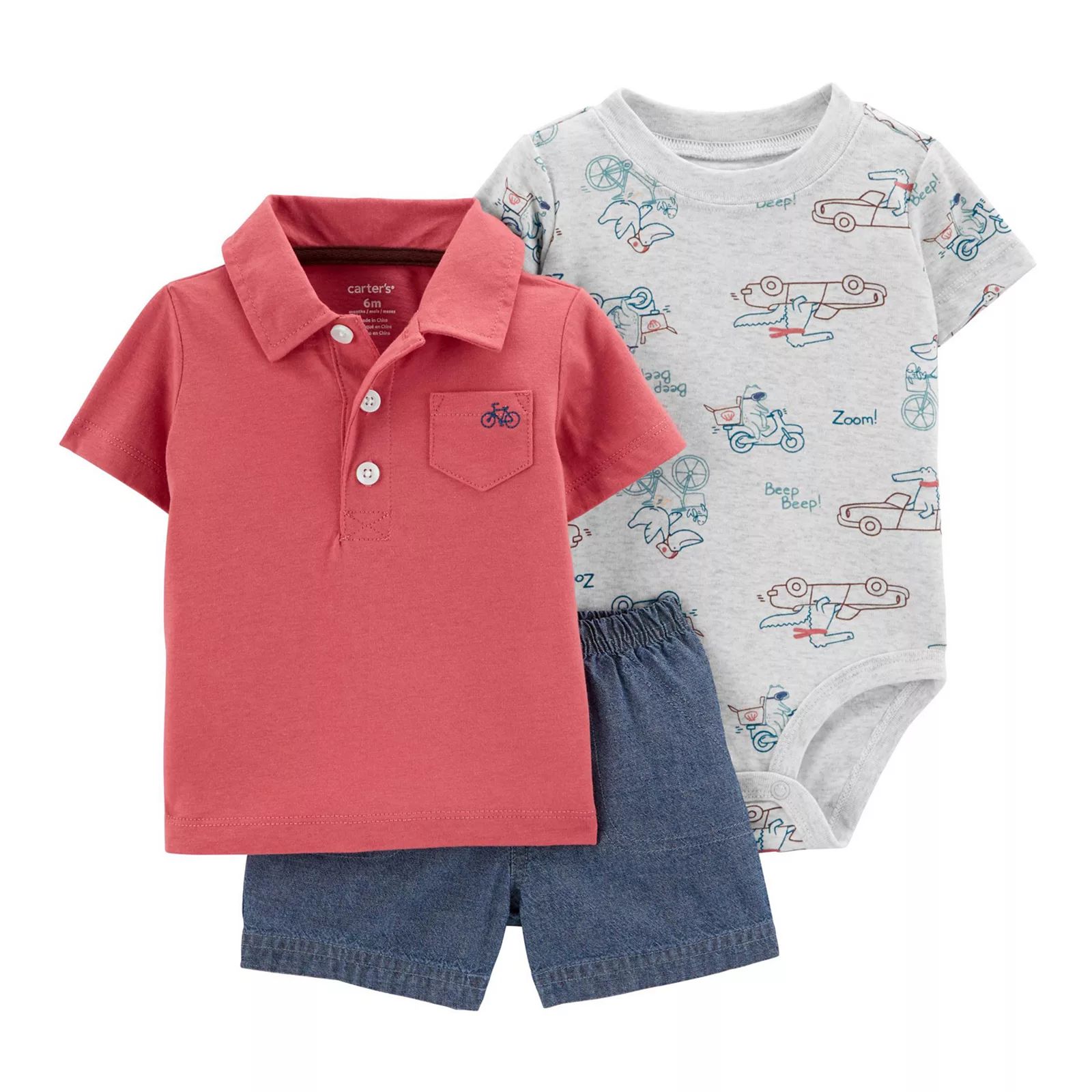 Baby Boy Carter's 3-Piece Polo Little Short Set, Infant Boy's, Size: 9 Months, Red | Kohl's