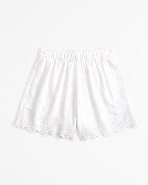 Women's Linen-Blend Eyelet Pull-On Short | Women's Clearance | Abercrombie.com | Abercrombie & Fitch (US)
