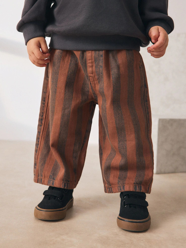 Rust Brown Stripe Pull On Wide Trousers (3mths-7yrs) | Next US