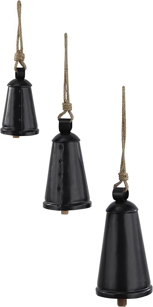 Deco 79 Metal Tibetan Inspired Meditation Decorative Cow Bell with Jute Hanging Rope, Set of 3 12... | Amazon (US)