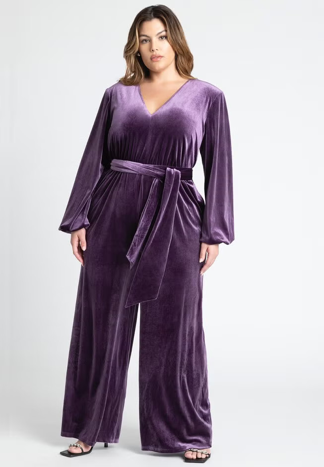 Velvet Wide Leg Jumpsuit | Eloquii