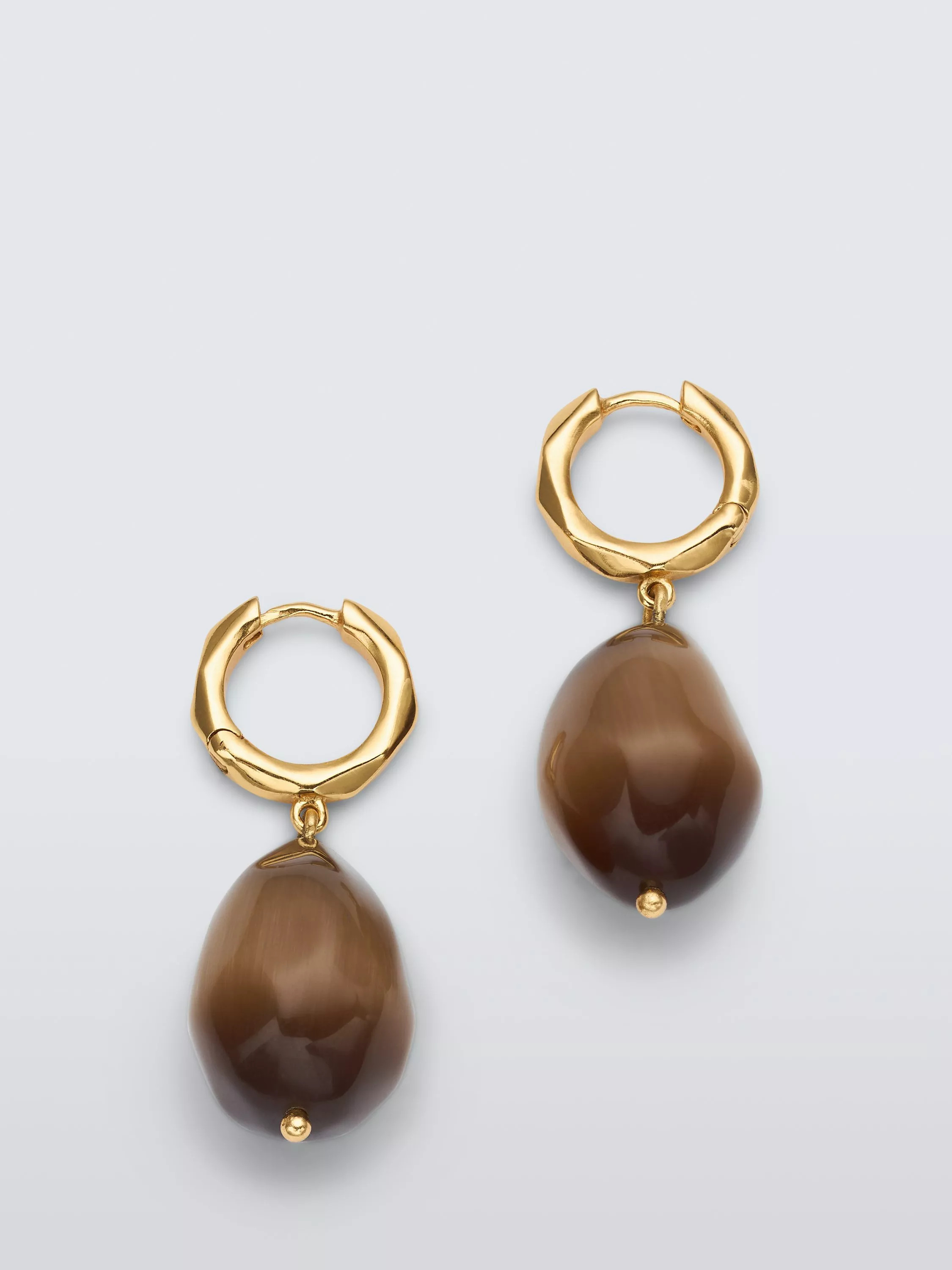 LUCCA Gem Drop Earrings, Gold/Brown | John Lewis (UK)