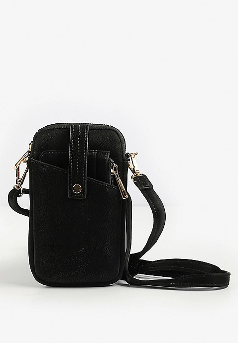 Black North South Crossbody Removable Wallet | Maurices