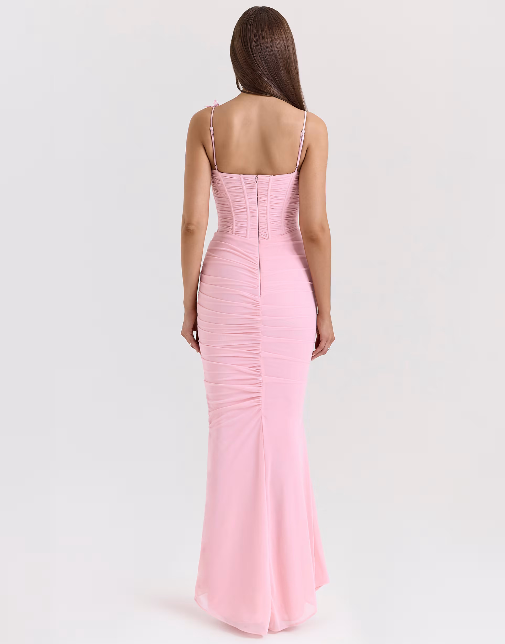 House of CB Romola stretch mesh maxi dress in pink | ASOS (Global)