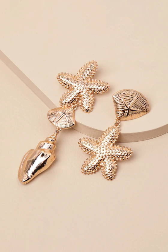 Asterias Gold Starfish Mismatch Statement Earrings | Lulus