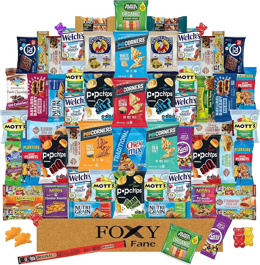 Foxy Fane 60 count Premium Healthy Snack Box - Ultimate Gift Care Package with Variety Assortment... | Amazon (US)