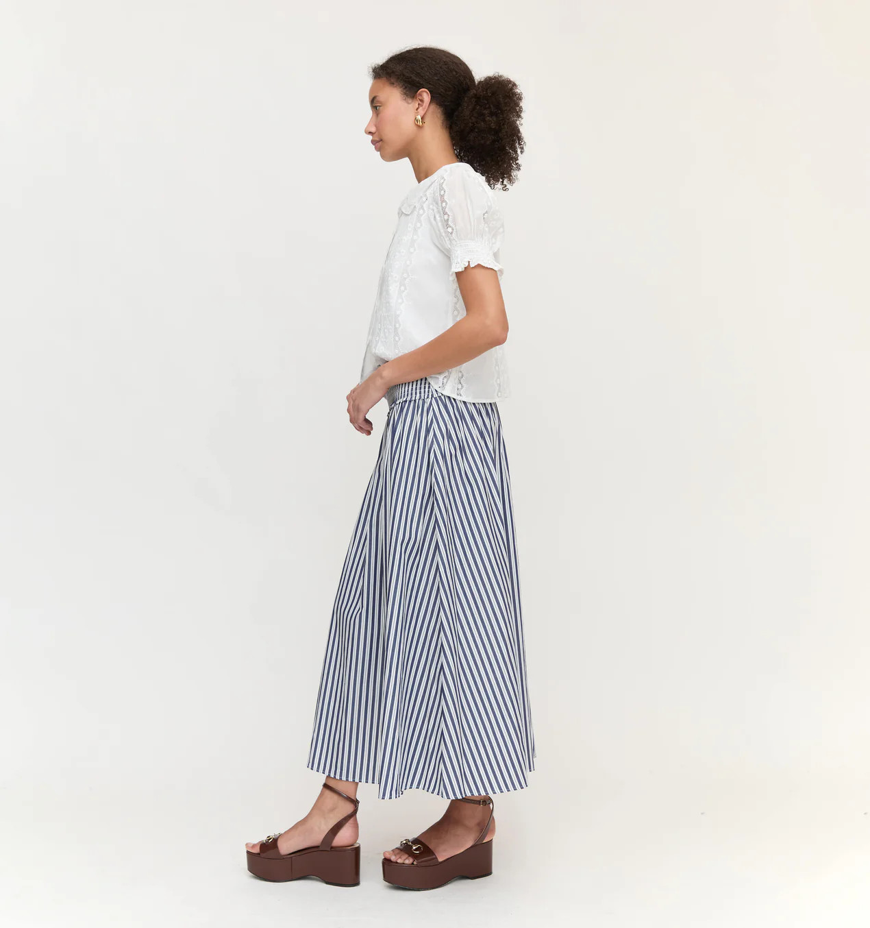 The Delphine Nap Skirt - Navy Stripe | Hill House Home US