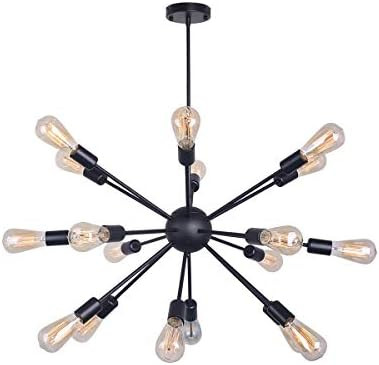 18-Light Chandelier Modern Pendant Lighting Black Painted Finish Vintage Ceiling Light Fixture Pe... | Amazon (US)