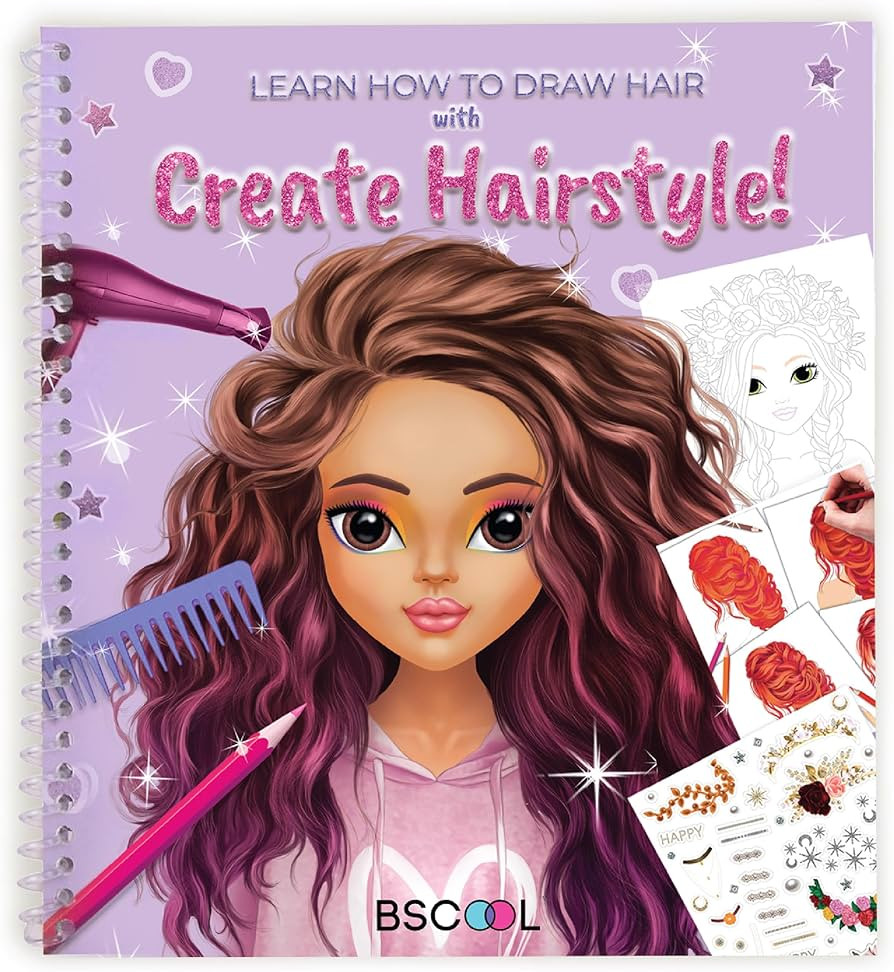 BSCOOL - Drawing, Coloring & Activity Book. Create Hairstyles with Stickers and Guides. Fashion D... | Amazon (US)