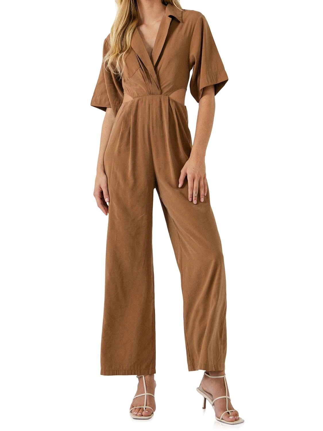 Endless Rose Women's Cut Out Jumpsuit in Brown Small Lord & Taylor | Lord & Taylor