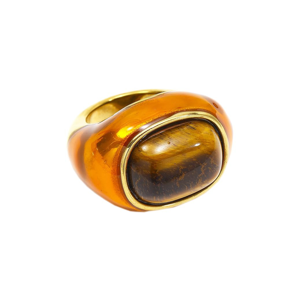 PAMTIER Women's Stainless Steel Rainbow Enamel Ring Signet Pinky Rings Simple Statement Wedding B... | Amazon (US)