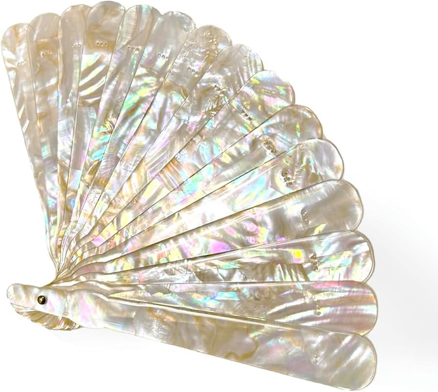 Generic Abalone Shell Folding Hand Held Fan Natural Mother of Pearl Inlay Queen Fan for Women 12.... | Amazon (US)