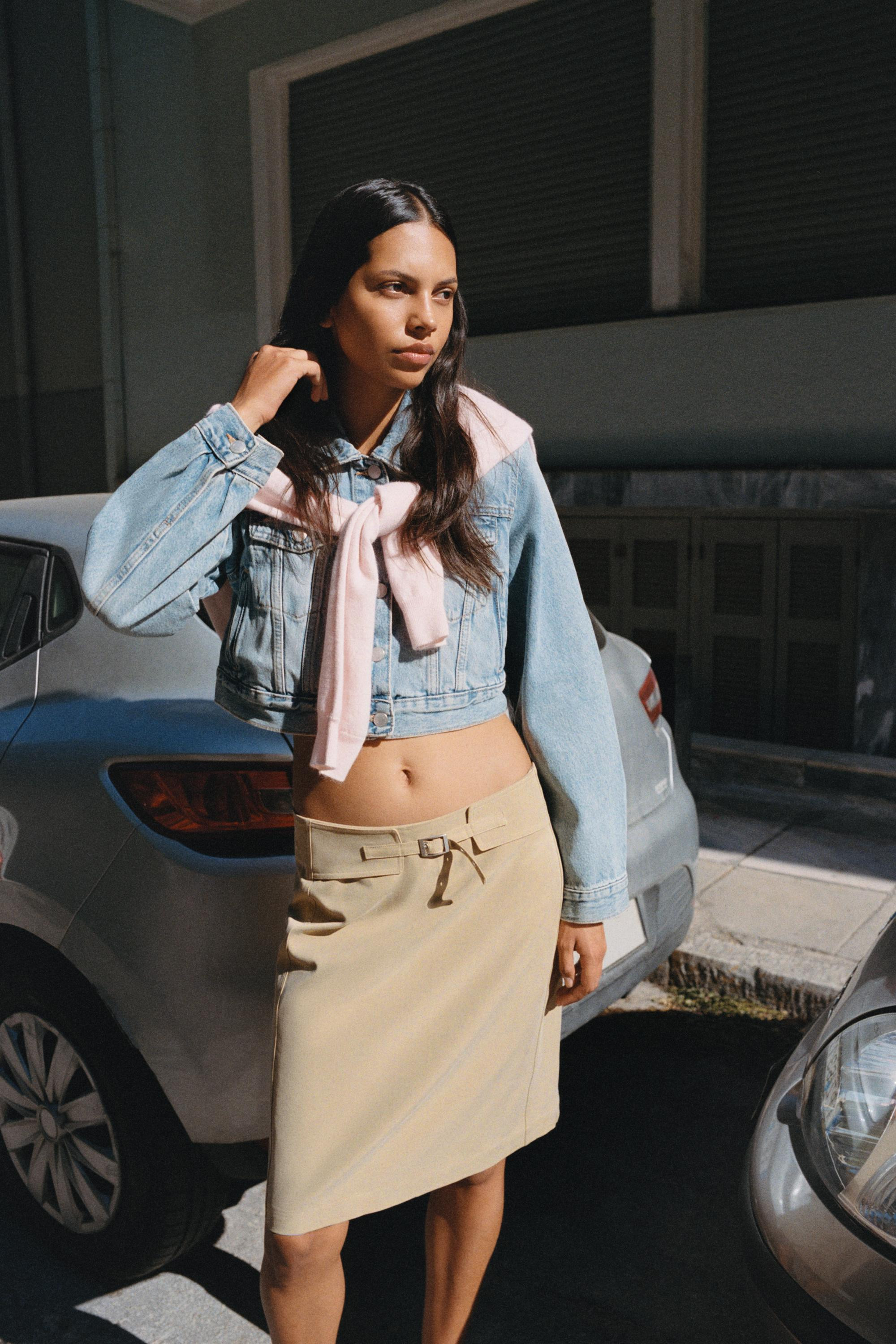Straight buckle midi skirt | PULL and BEAR UK