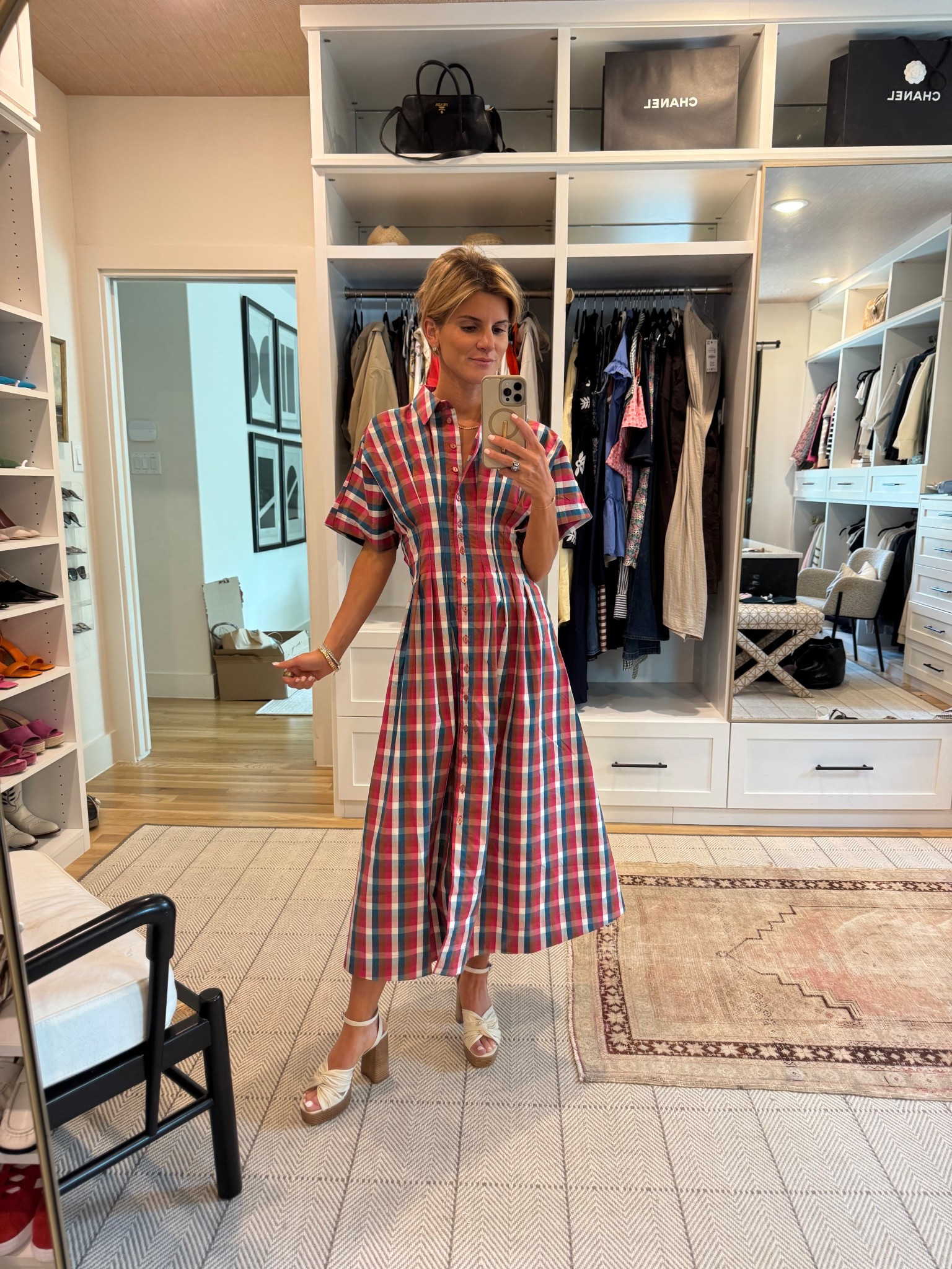 @Anthropologie pre-fall plaid shirt dress - wearing petite XS #anthropartner 