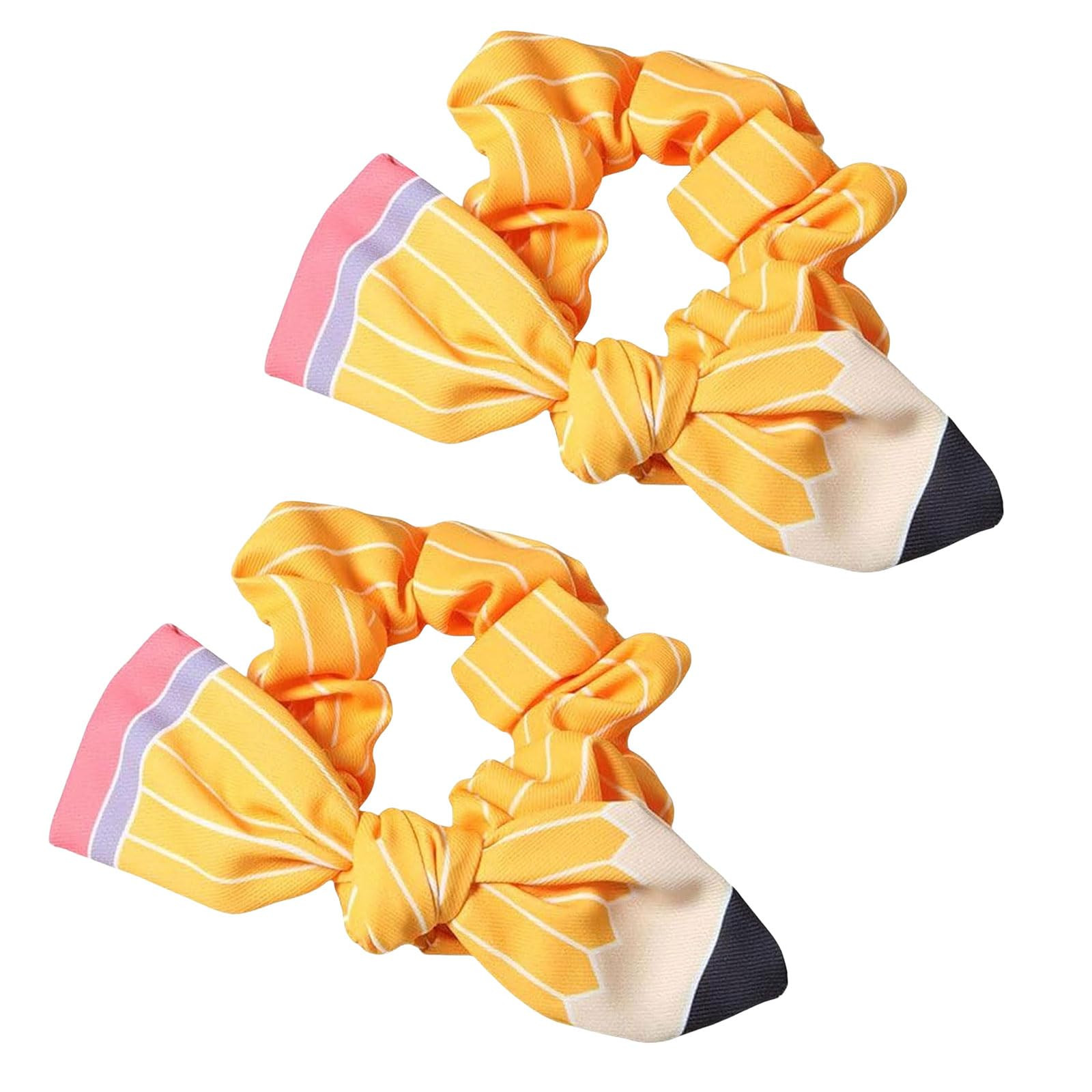 Back To School Hair Ties Yellow Pencil Hair Accessories Stripe Bow Hair Bands Bowknot Cute Rubber... | Amazon (US)
