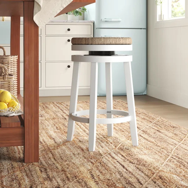 Granville Swivel Solid Wood Woven Seat Bar & Counter Stool | Wayfair North America