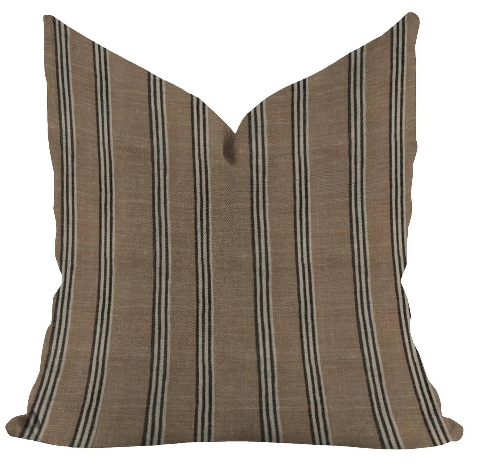 Linen Ticking Stripe Pillow Cover: Farmhouse Rustic Licorice Tan Beige Cushion | Etsy (US)