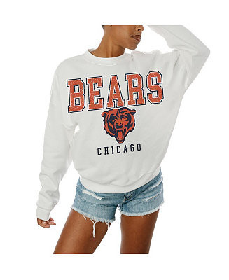 Women's White Chicago Bears Sunday Drives Oversized Crewneck Pullover Sweatshirt | Macy's