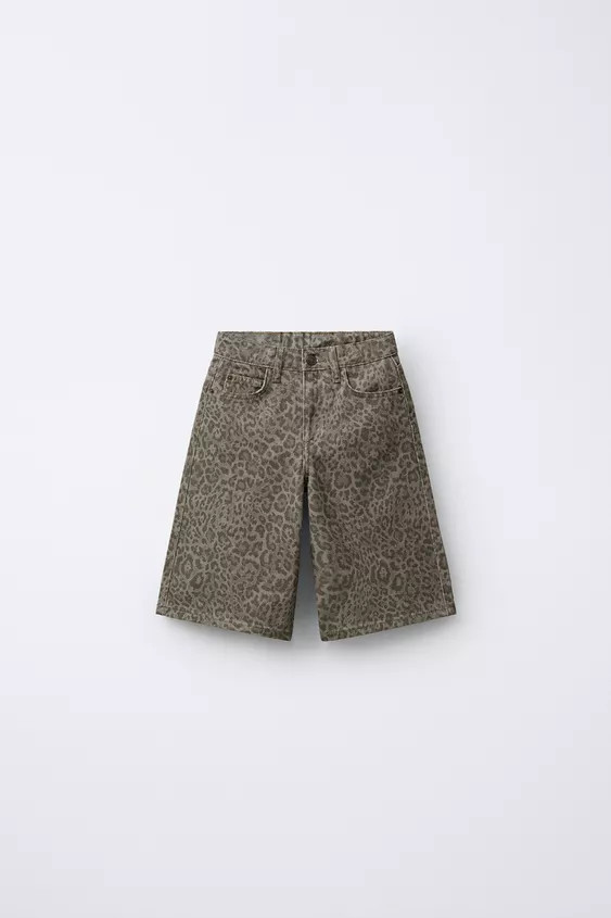 ANIMAL PRINT DENIM SHORTS | Zara US